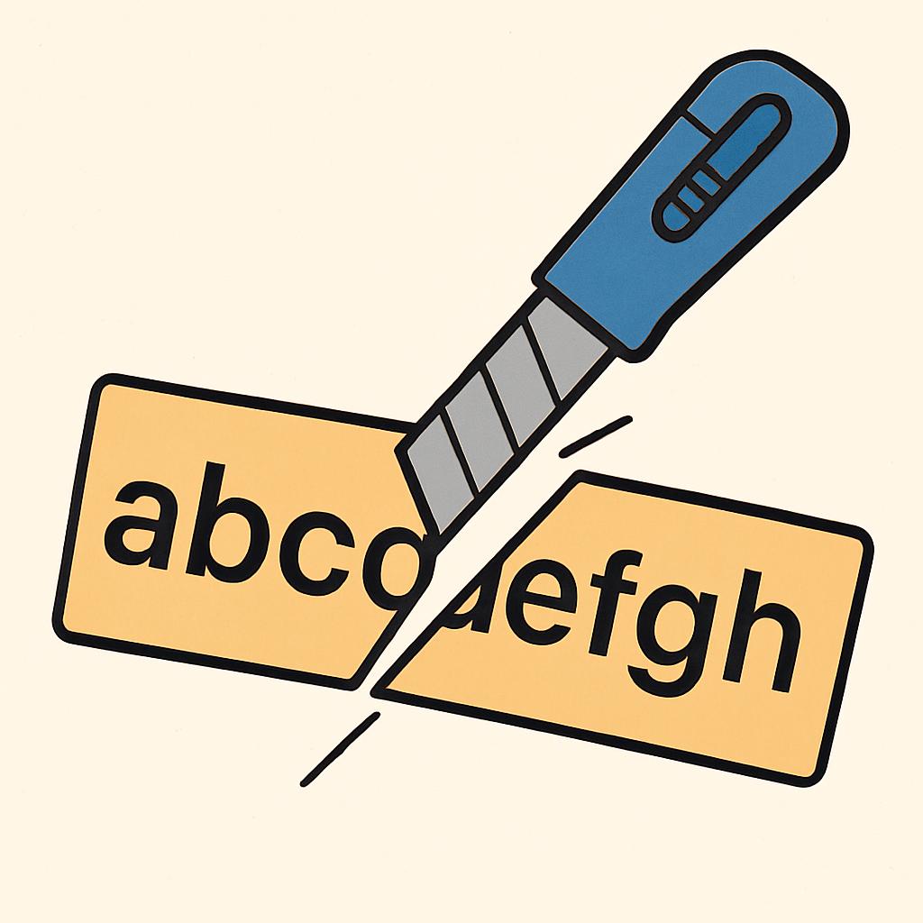 python slicing illustration with knife and characters abcdefgh